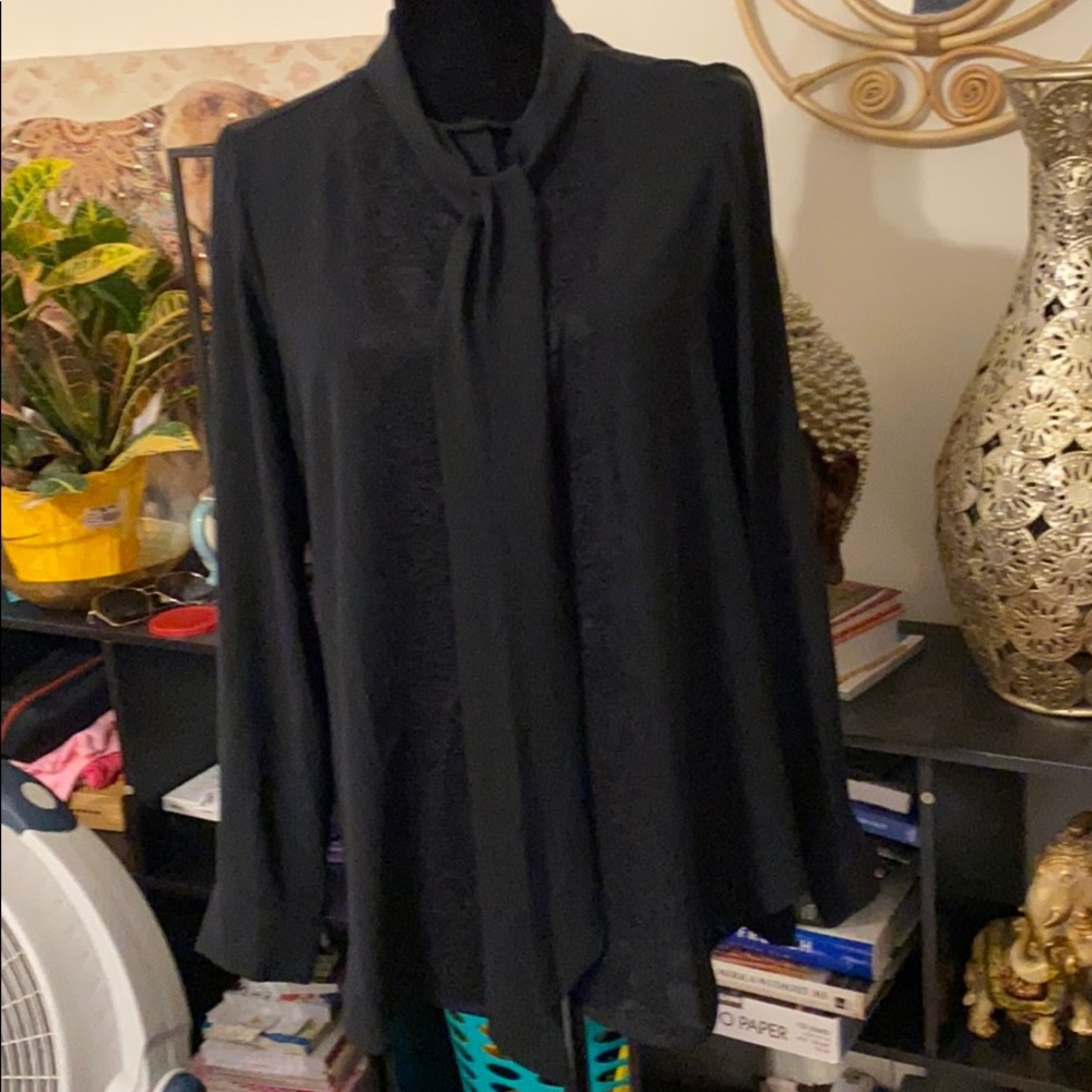 Black blouse with tie